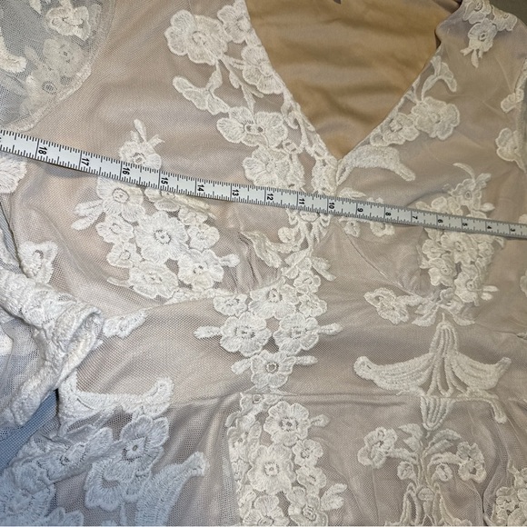 Amber Shu Babydoll Romantic Fairycore Lace Ruffle Blouse Size Large Embroidered - Picture 6 of 7